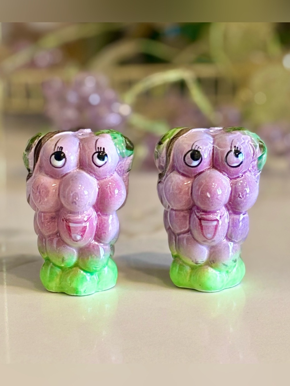 Vintage Anthropomorphic Grapes Salt & Pepper Shakers